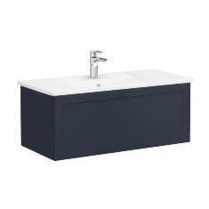 Vitra Root Classic 68818 Lavabo Dolabı, Tek Çekmeceli, 100 Cm, Mat Lacivert, Köşeli Lavabolu